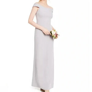 NWT Adrianna Papell Grey Knit Crepe Gown
